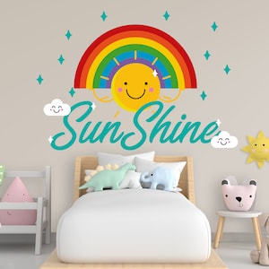 Sunshine Wall Decor - Big Wall Letters - Letter Wall Art - Decoración de la sala de espera - Pegatina de vinilo personalizada - Papel tapiz