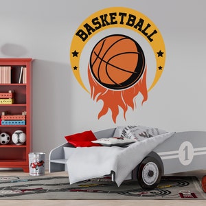 Basketball Ball Fire Wall Decor - Big Wall Letters - Letter Wall Art  - Waiting Room Decoration - Custom Vinyl Sticker - Wallpaper