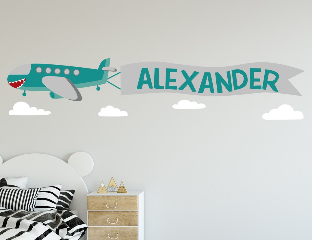 Airplane Wall Decals Nursery Baby Boy - Boys Custom Name Wall Decal for ...