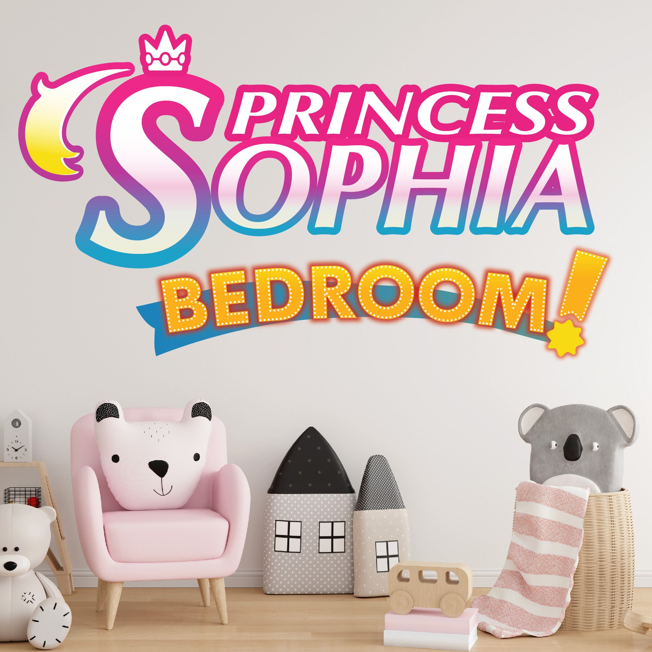 Nomi Adesivi Personalizzati Adesivo Da Parete Personalizzato Con Corona Da Principessa Nome Adesivo Personalizzato - Foto 2