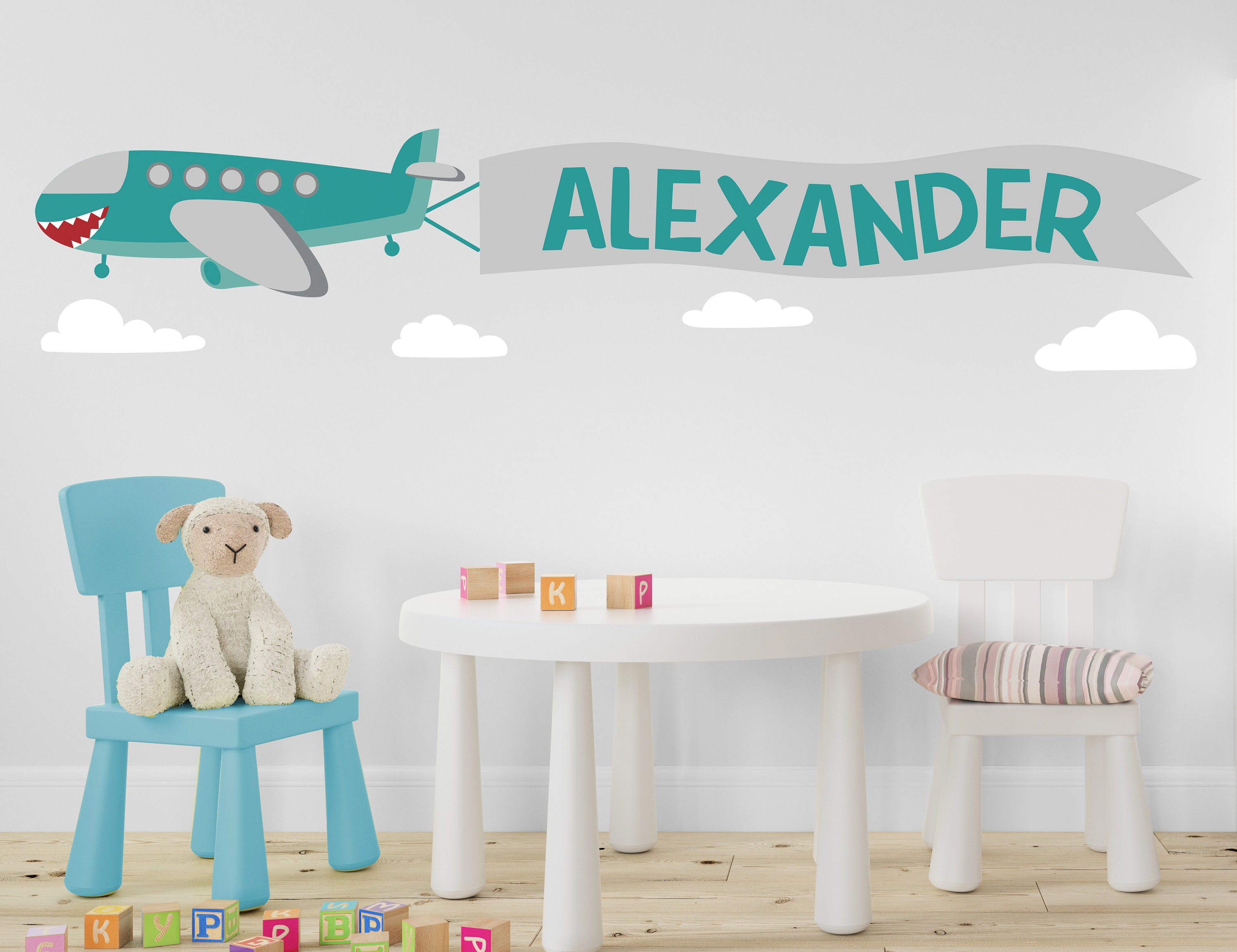 Flugzeug Wandtatzette Kinderzimmer Baby Junge Jungen Name | Etsy