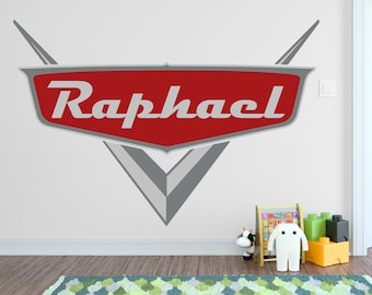 車の壁用デカール - 車の映画の壁用アート - 壁紙 - 部屋の室内装飾 - かわいい部屋 - カスタム名前デカール - 3D プリントアート