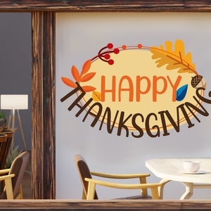 Decoração de parede de feliz dia de ação de graças - decoração de parede - letras grandes de parede - arte de parede de letras - decoração de sala de espera - adesivo de vinil personalizado