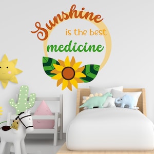 Sunshine is the Best Medicine Wall Decor - Big Wall Letters - Letter Wall Art - Waiting Room Decoration - Custom Vinyl Sticker - Wallpaper