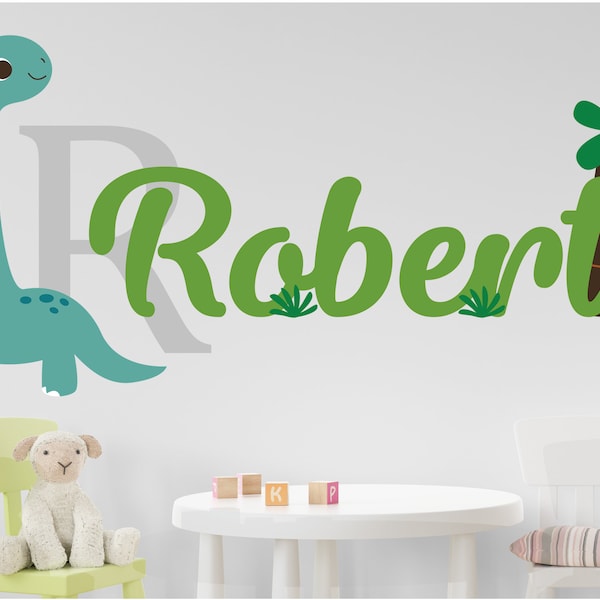 Large Dinosaur Wall Decal Art - Dino Decals for kids bedroom - 3D Vinyl Dinosaur Custom Name Stickers - Wall Decals for Nursery T Rex Cute