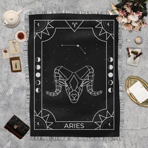 Aries Zodiac Boho tessuto frange coperta, tappezzo coperta