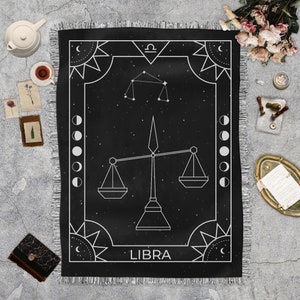 Libra Zodiac Boho tessuto frange coperta, tappezzo coperta