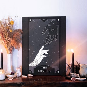 The Lovers Tarot Card | Canvas Wraps | cosmic wall art, minimalist hands, celestial, space