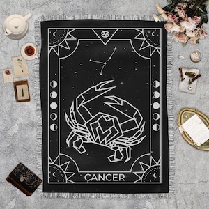 Cancro Zodiac Boho tessuto frange coperta, tappezzo coperta