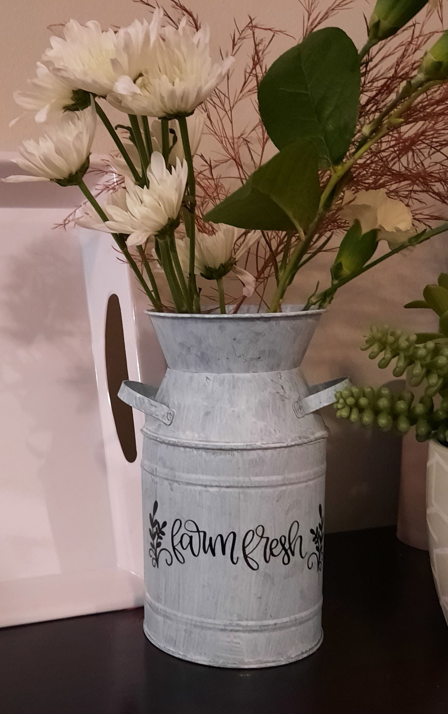 Small Decorative Milk Can Farm Fresh Etsy