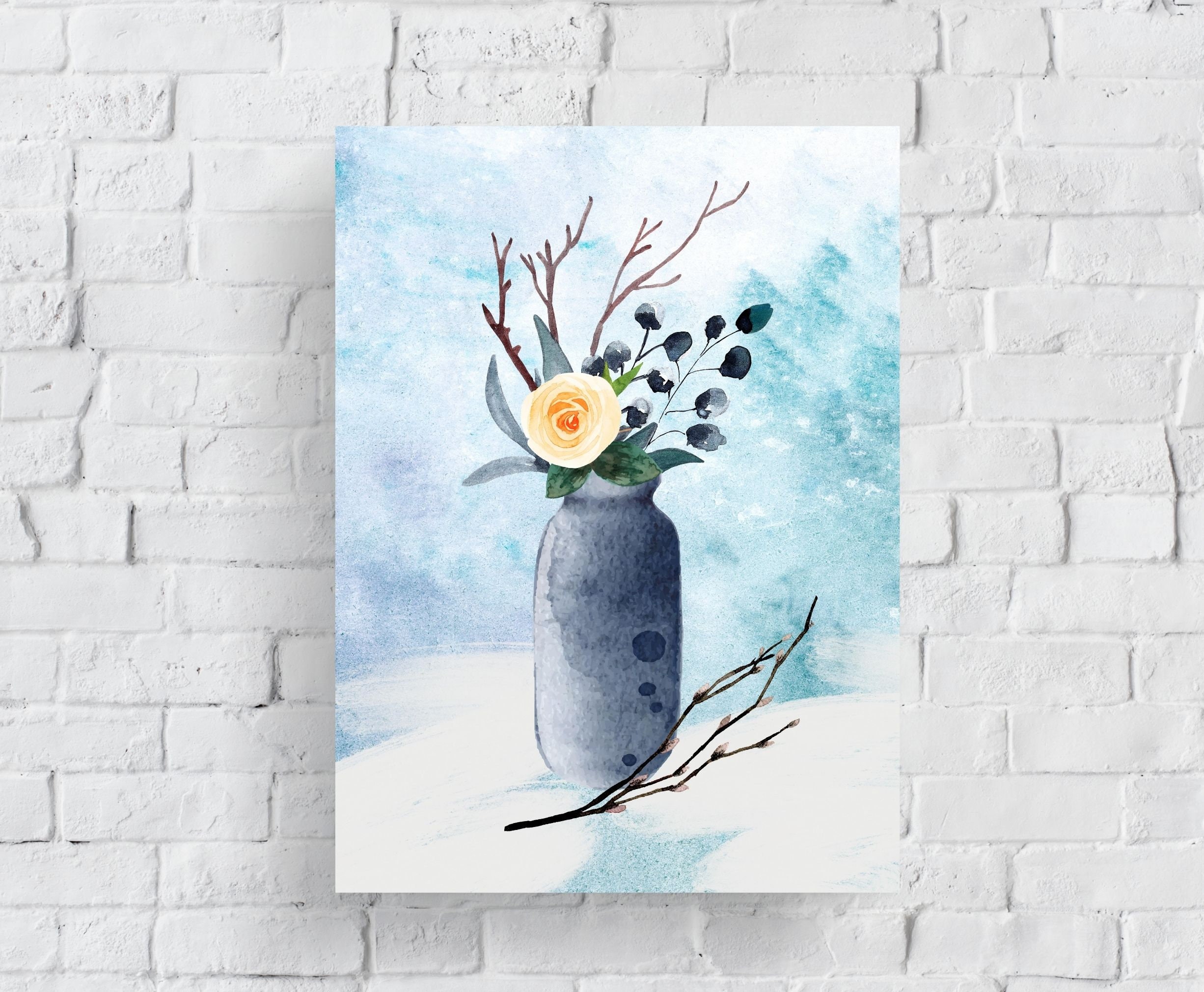 Wee Blue Coo Grußkarte „Abstrakte Frühlingsblume“ – Aquarell-Design, 17,5x12,5 Cm, Auf 280 G/m² Karton, Mit Braunem Umschlag