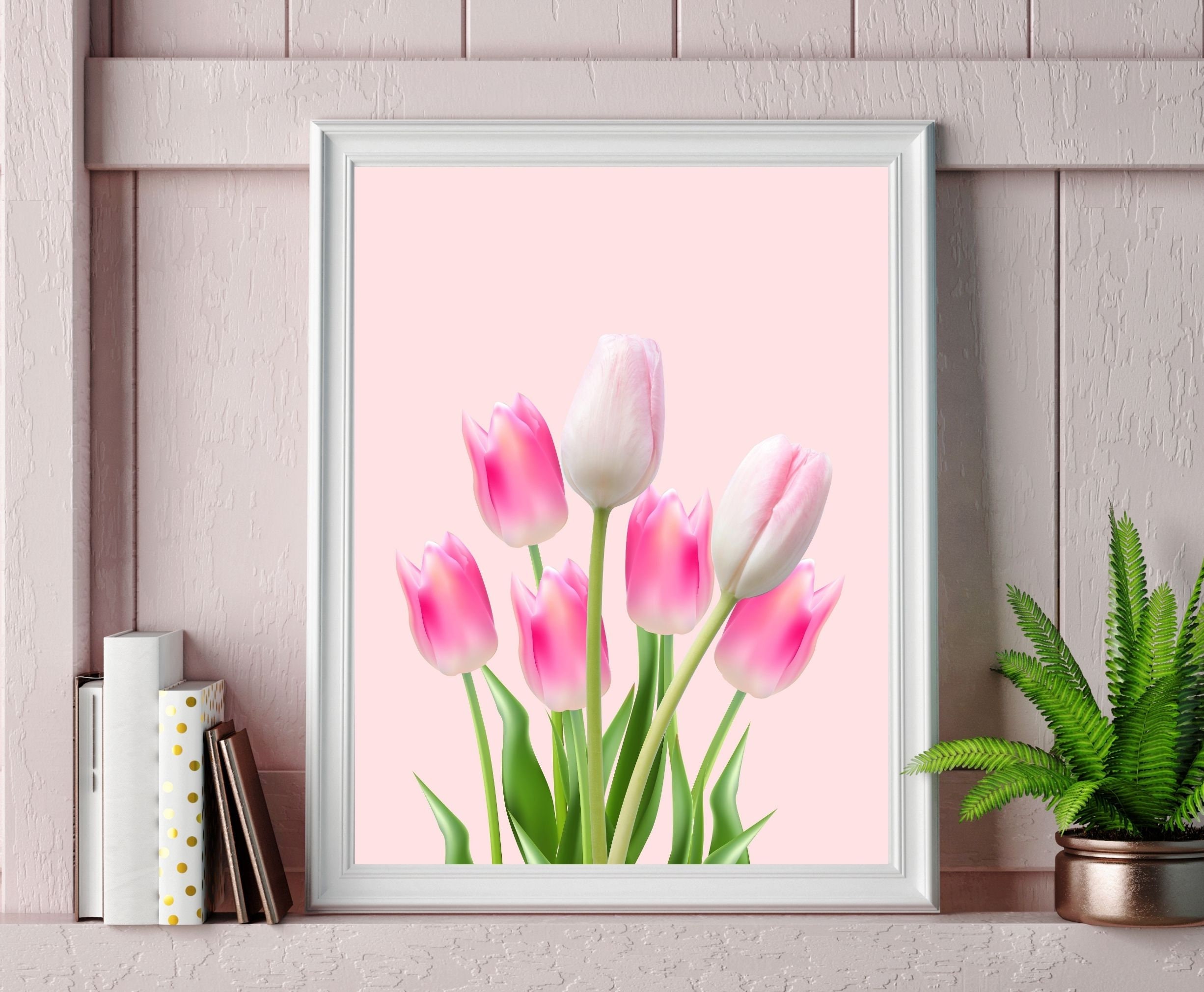 Pink Tulip Print Tulip Flower Wall Art Tulip Art Print - Etsy