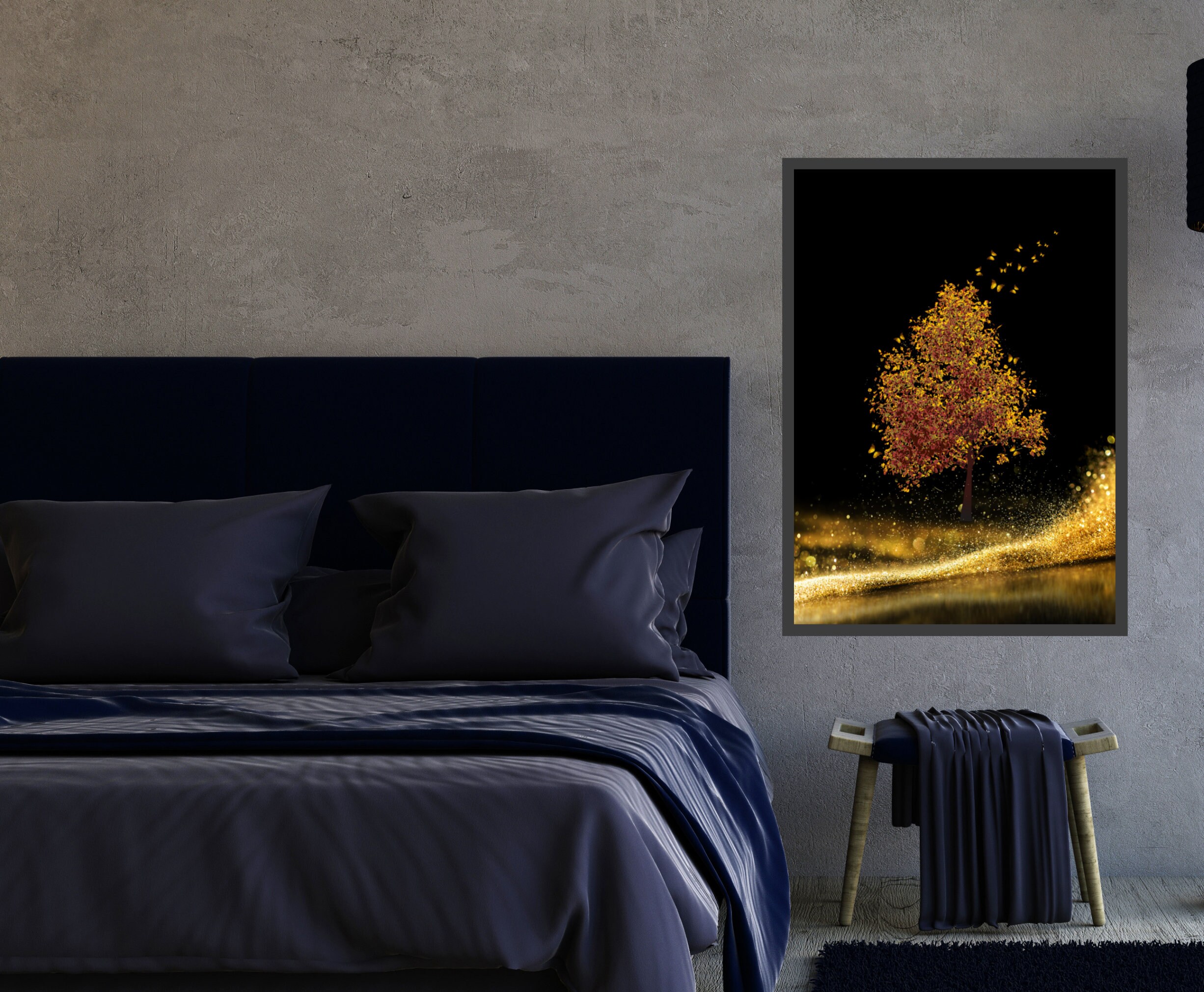 Golden Tree Wall Art Black and Gold Wall Art Abstract Golden Etsy