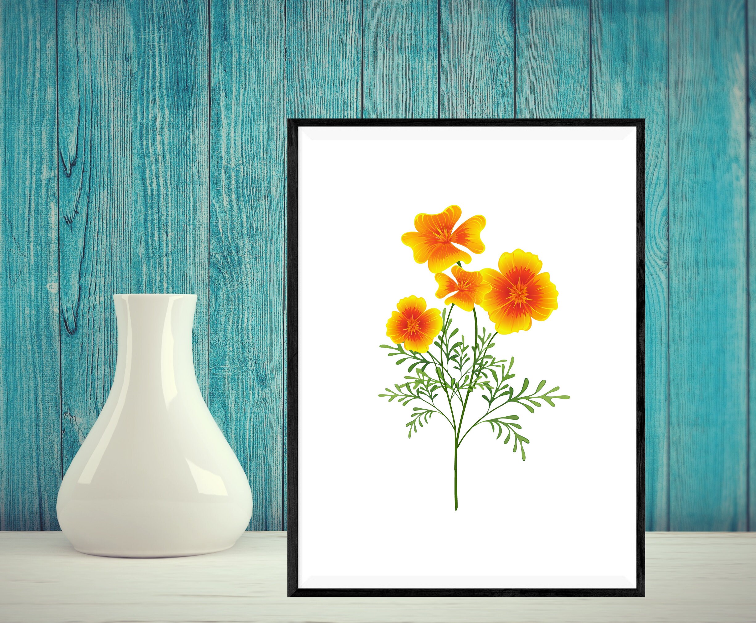 Yellow flower wall art Bedroom art print Flower poster Etsy