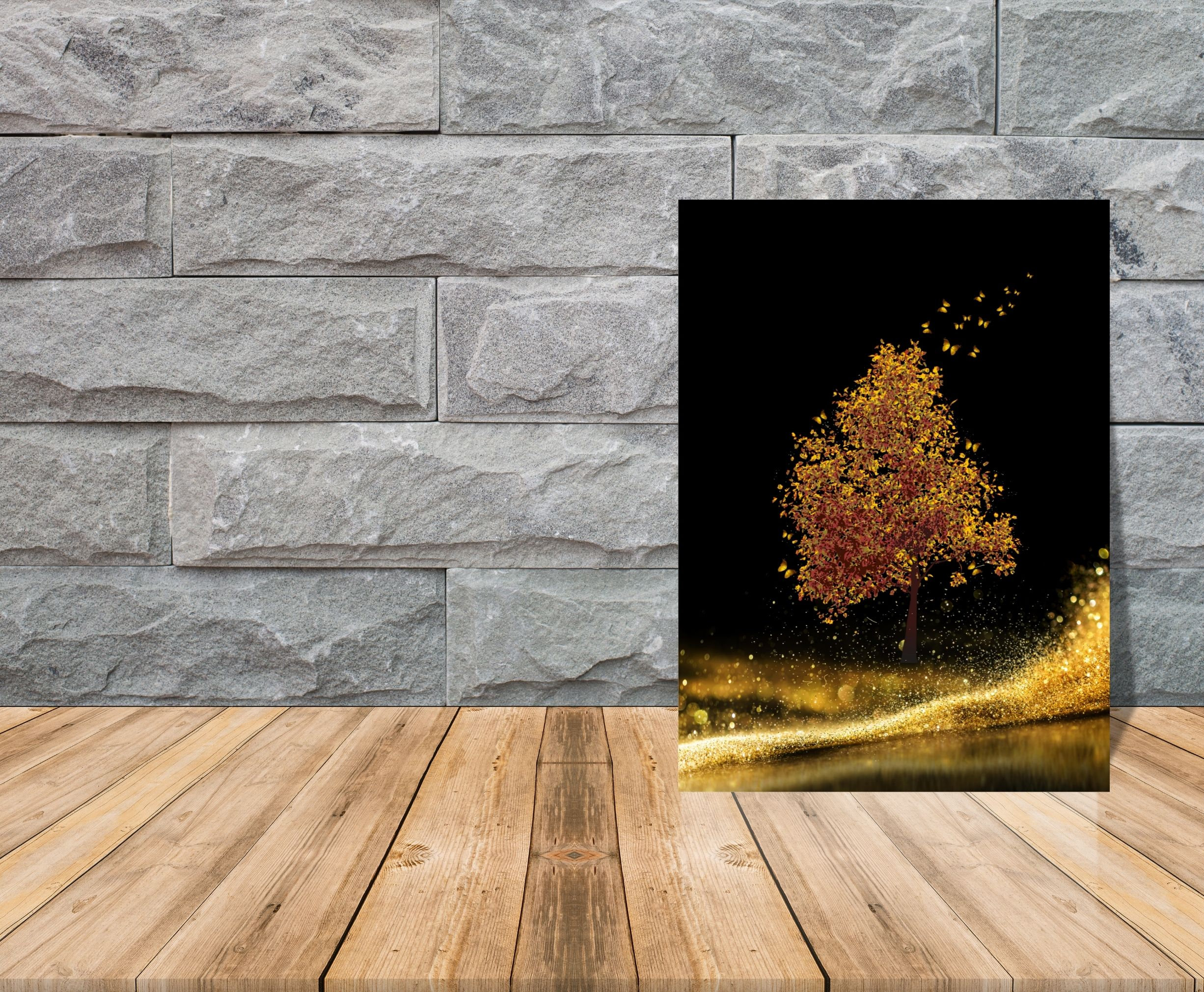 Golden Tree Wall Art Black and Gold Wall Art Abstract Golden Etsy