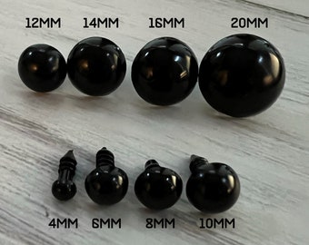 YEUX DE SÉCURITÉ NOIRS, rondelles incluses, jeux de 4 mm à 24 mm, Yeux d'amigurumi, Yeux de jouet, Ours en peluche, Yeux en crochet, Yeux en tricot, Yeux de poupée, Yeux de couture