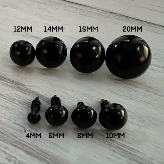 BLACK SAFETY EYES, Includes Washers, 4mm to 24mm Sets, Amigurumi
