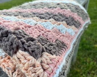 STRIPED BABY BLANKET, Crocheted Sensory Blanket, Cuddly Crochet Blanket, Sensory Seeker, Baby Shower Gift, Baby Blanket, Toddler Blanket