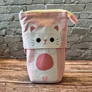 TELESCOPIC CAT POUCH, Crochet Hook Case, Crochet Hook Storage, Pencil Case, Craft Storage, Stand Up Pouch, Crochet Travel Pouch, Hook Holder Pink