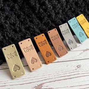 Faux Suede "Made With Love" Labels: Crochet, Knit & Sewing Tags