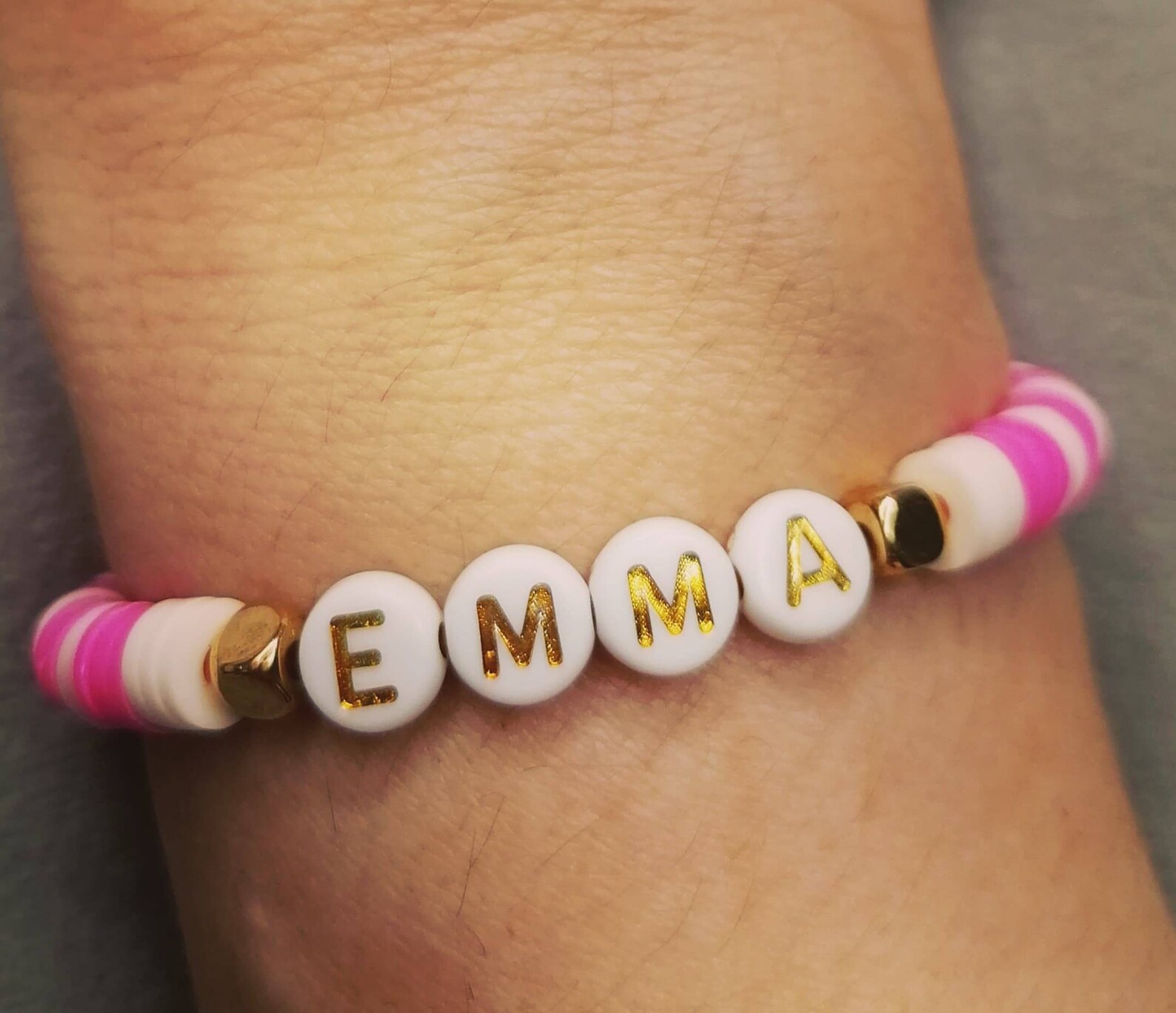 Cute Personalised Flat Clay Bead BraceletChoice of colours Etsy