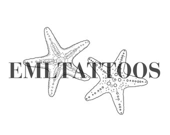 diseño de tatuaje de estrella de mar a juego