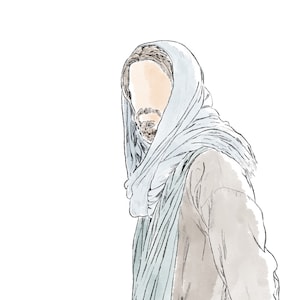 Jesus Christ, Ponder, Digital Drawing, Watercolor, Jesus Picture, Savior, Digital Download, Print, Christ picture, LDS Art, Christian, Art