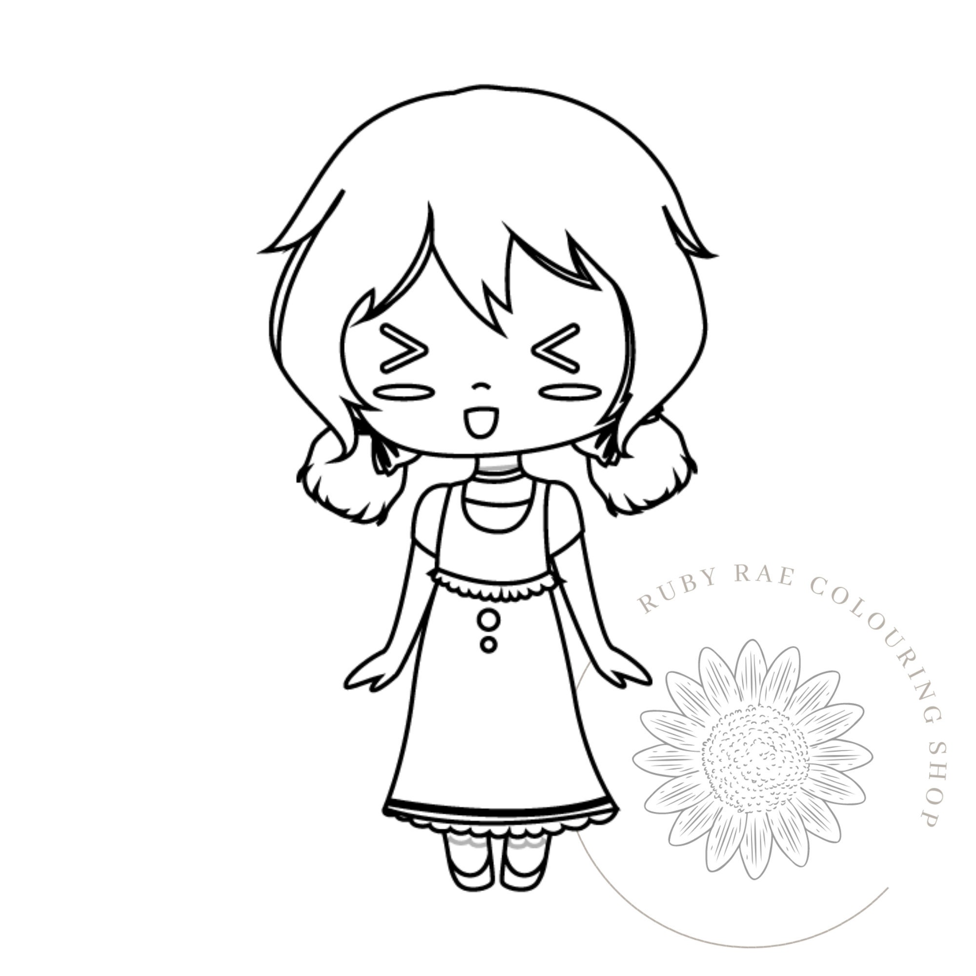 20 childrens kawaii girls colouring pages instant digital etsy
