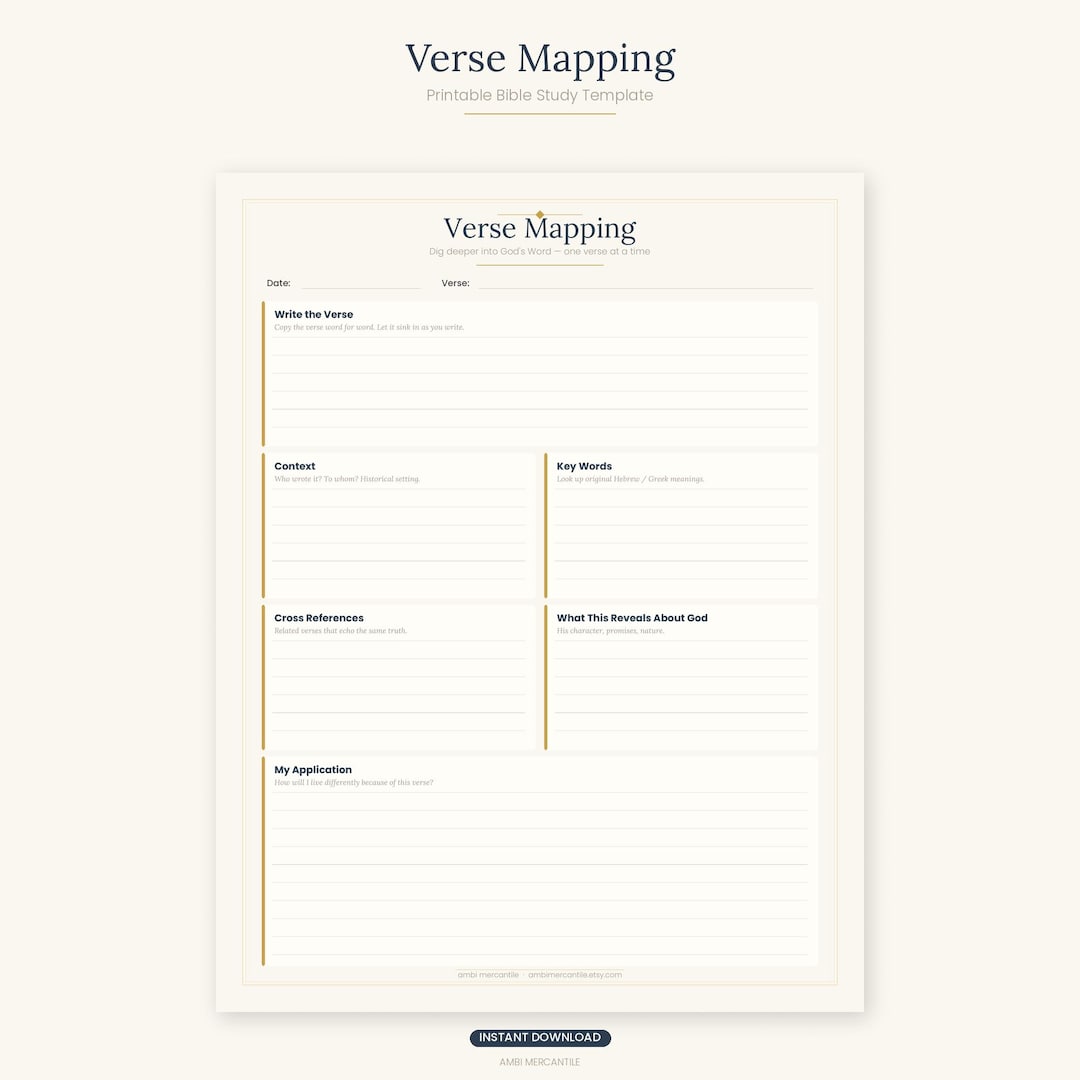 Verse Mapping Template Printable, Bible Study Worksheet, Scripture ...