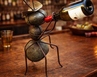 置物 Bottle bancq Ant Metal Ant Wine Holder Sculpture Handmade Bottle Holder Rustic