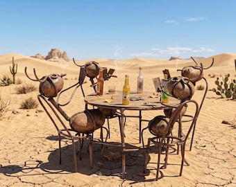 Handmade Ant Bar Scene Metal Sculpture