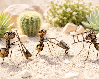 Metal Ant Wine Holder Sculpture Handmade Bottle Holder Rustic