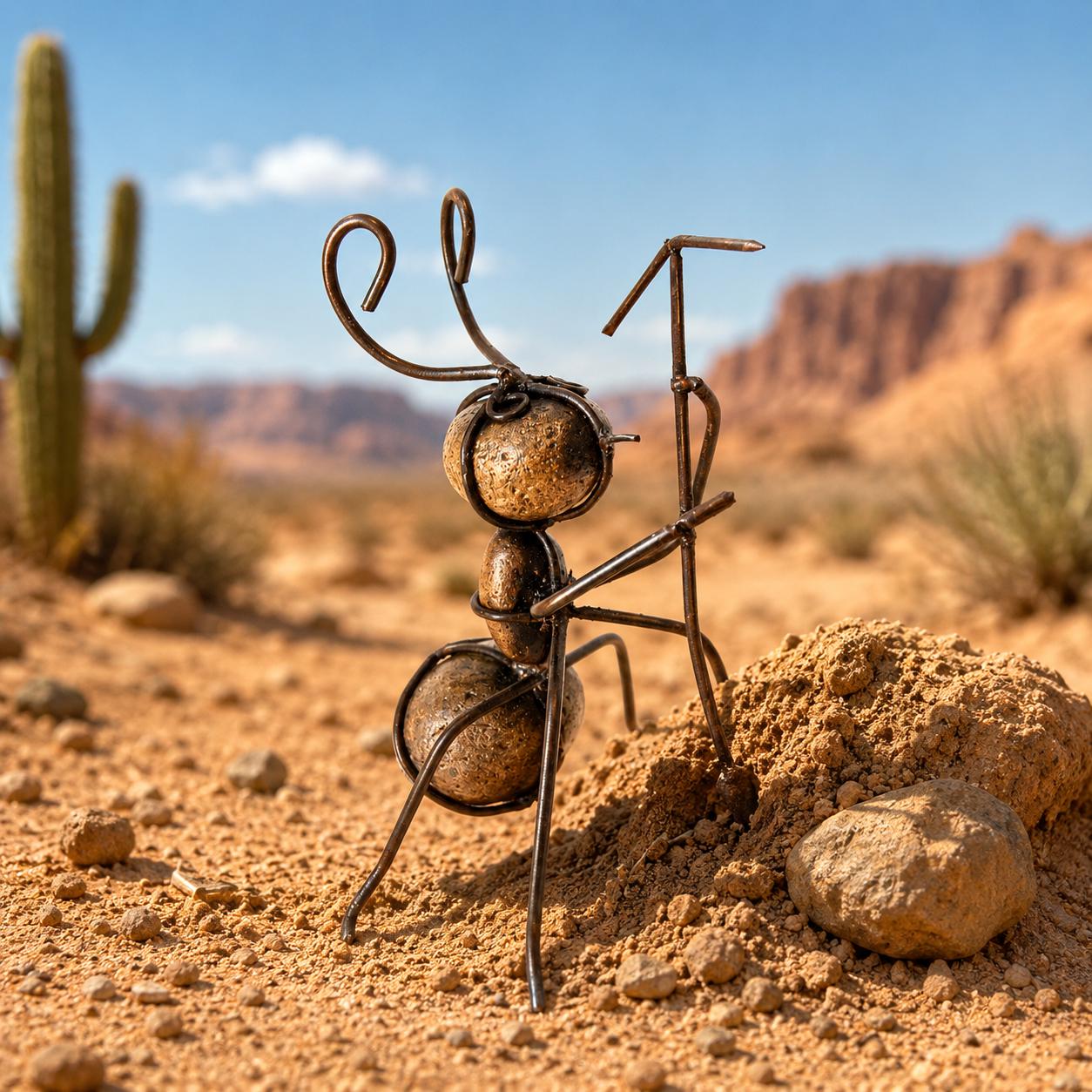 Rustic Metal Ant Sculpture – Handmade Garden Art – 3 Sizes