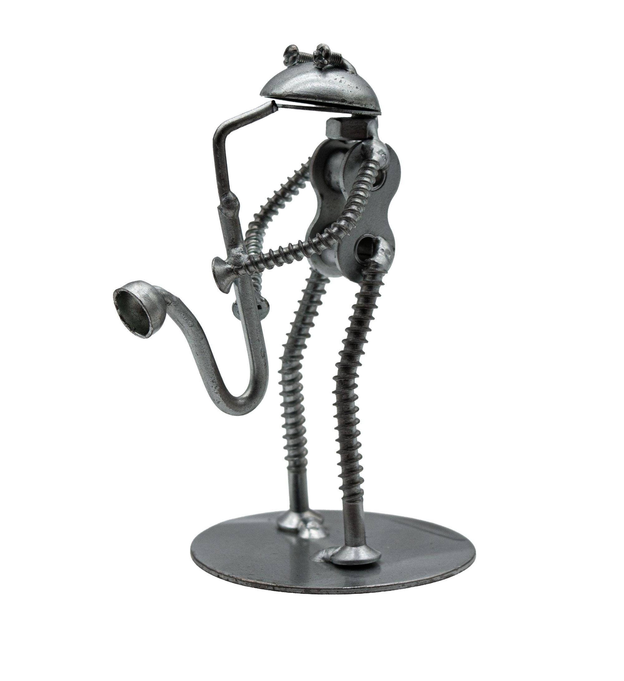Rustic Saxaphone Upcycled Metal Frog Saxophone Player | Handmade Recycled Music ...