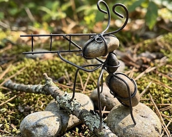 Handmade Ladder Ant Sculpture – Rustic Metal Garden Art – 3 Sizes
