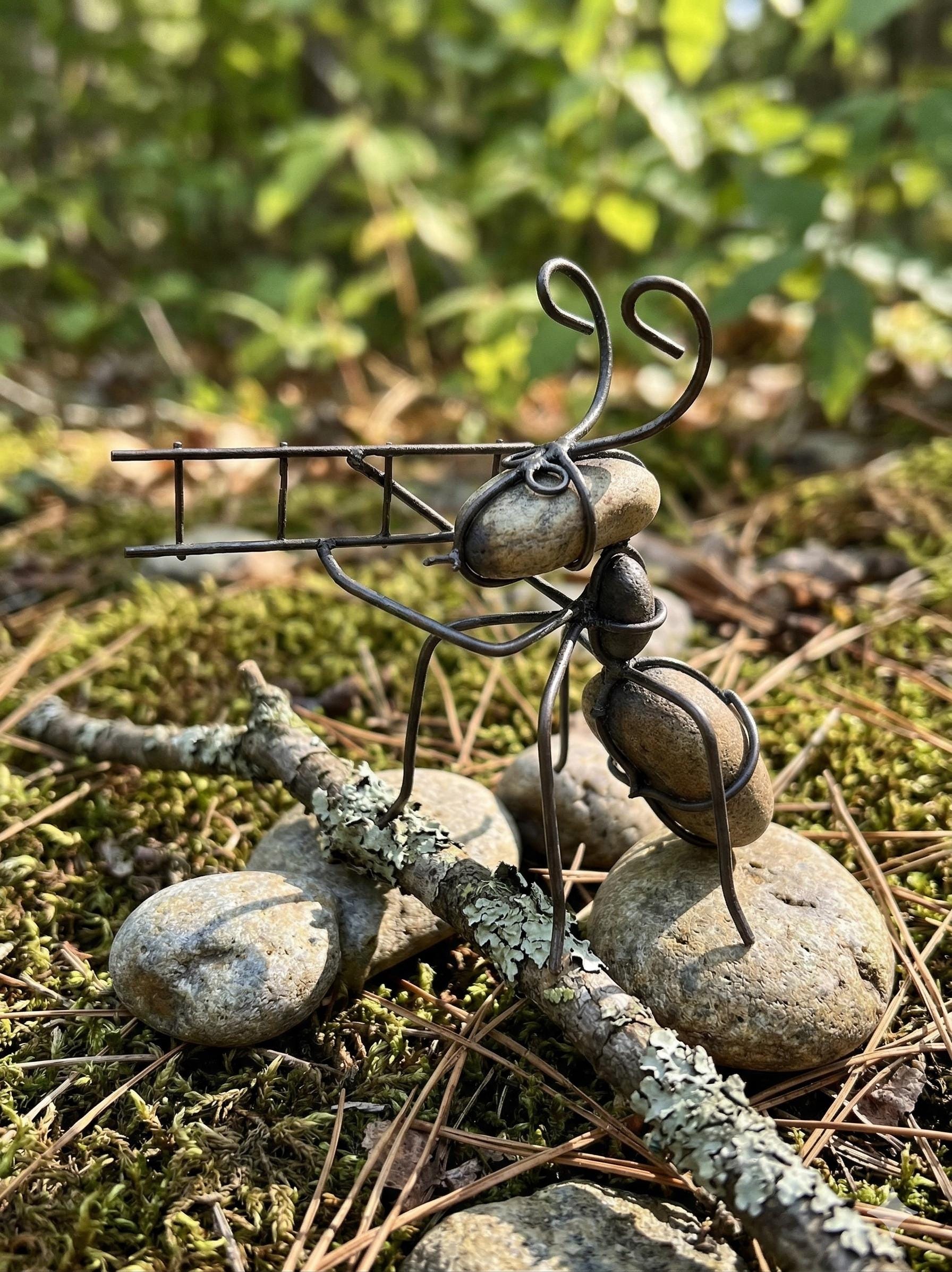 Handmade Ladder Ant Sculpture – Rustic Metal Garden Art – 3 Sizes