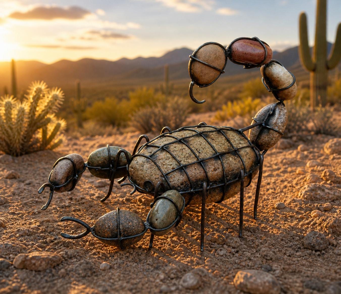 Handcrafted Stone and Metal Scorpion Sculpture – 20