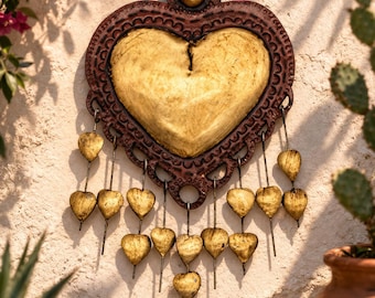 Handmade Mexican Tin Heart Milagro – Rustic Sacred Heart Wall Decor