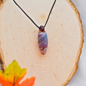 Wishing Stone Glass Pendant: &quot;Hazy Violet Sky&quot; Boro Glass Pendant, Hippie Boho Art Glass Jewelry, Fantasy Cosplay Pendant