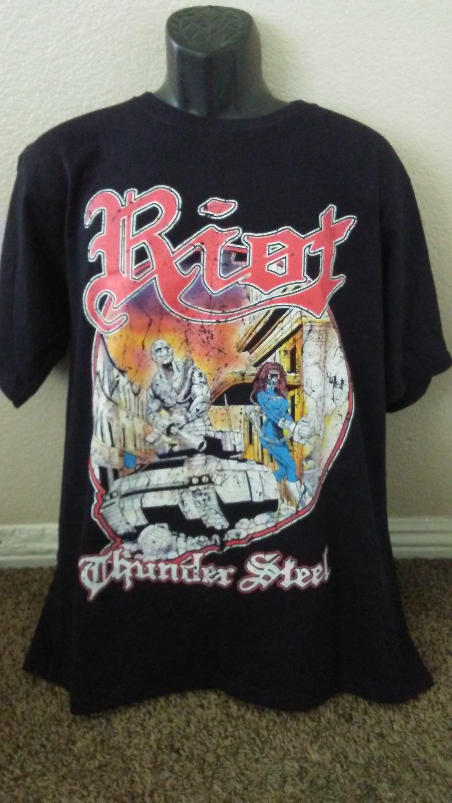 RIOT Thundersteel メンズ 両面ブラック T シャツ - サイズ XL
