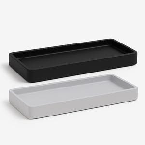 Bandeja de cerâmica fosca feita à mão: organizador moderno para banheiro e penteadeira