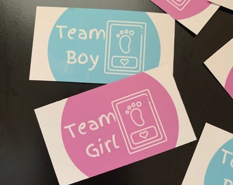 Gender reveal stickers, Baby shower stickers, Baby gender reveal decoration, Stickers for gender reveal, Team Boy and Team Girl stickers