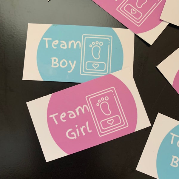 Gender reveal stickers, Baby shower stickers, Baby gender reveal decoration, Stickers for gender reveal, Team Boy and Team Girl stickers