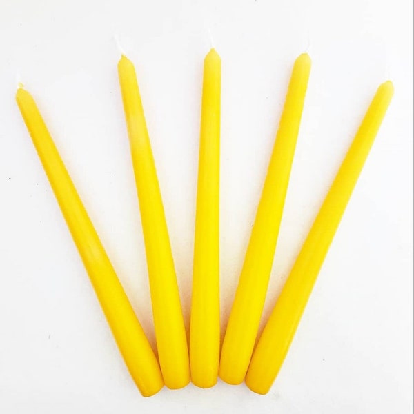 x3 x4 x6 Spring Candles | Spring Easter Decor | Bright Yellow Easter Candles  | Yellow Taper Candles | Spring Candlesticks | Vegan Candles |