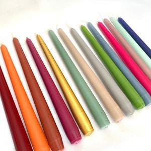 Hand Dipped Taper Candles Vegan | Thin Coloured Candlesticks | Pastel Tall Dinner Candles | Wedding Candles | Dining Candles | Table Decor |