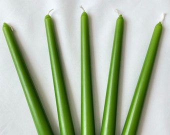 SECONDS*** x6 Leaf Green Candles | Taper Candles | Green Candlesticks | Grass Green Candles | Table Decor | Dinner Vegan Candles