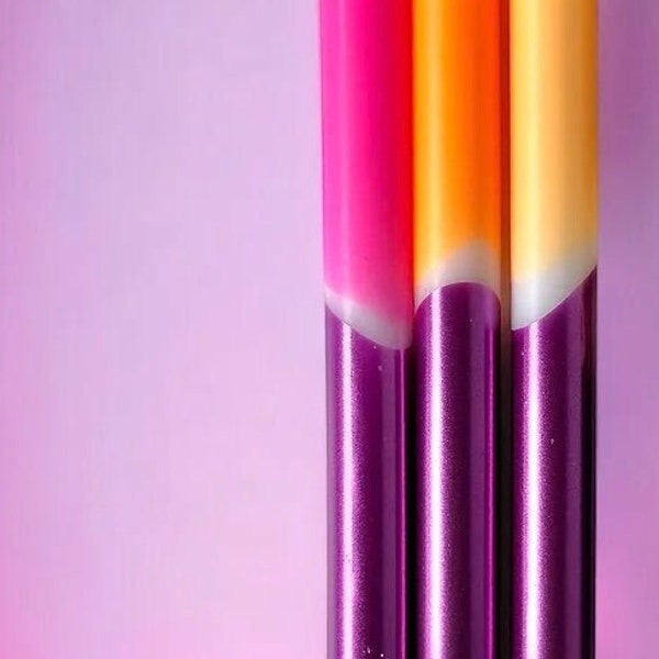 x3 Dip Dye Neon Candles | Purple Metallic Candles | Bright Taper Candles | Dinner Candles | Pastel Candles | Funky Party Decor |