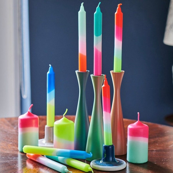 Dip Dye Neon Candles | Colourful Bright Taper Dinner Candles | Pastel Candles | Party Decor | Funky Candles | Funky Decor