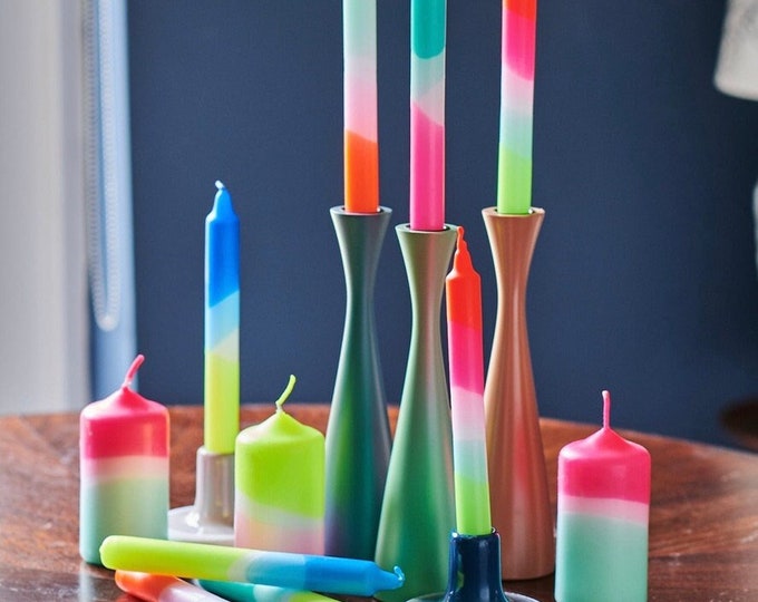 Dip Dye Neon Candles | Colourful Bright Taper Dinner Candles | Pastel Candles | Party Decor | Funky Candles | Funky Decor