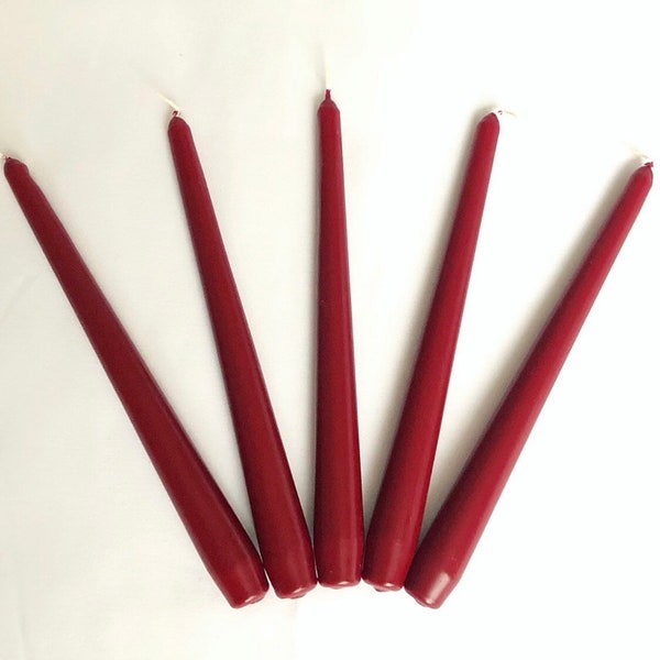 x6 Burgundy Festive Taper Candles | Christmas Candlesticks | Dinner Vegan Candles | Table Decor |